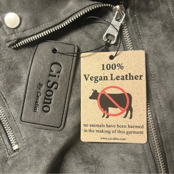 *NWT* Ci Sono by Cavalini Charcoal Gray Vegan Leather Moto Jacket, Size XL - Picture 9 of 10